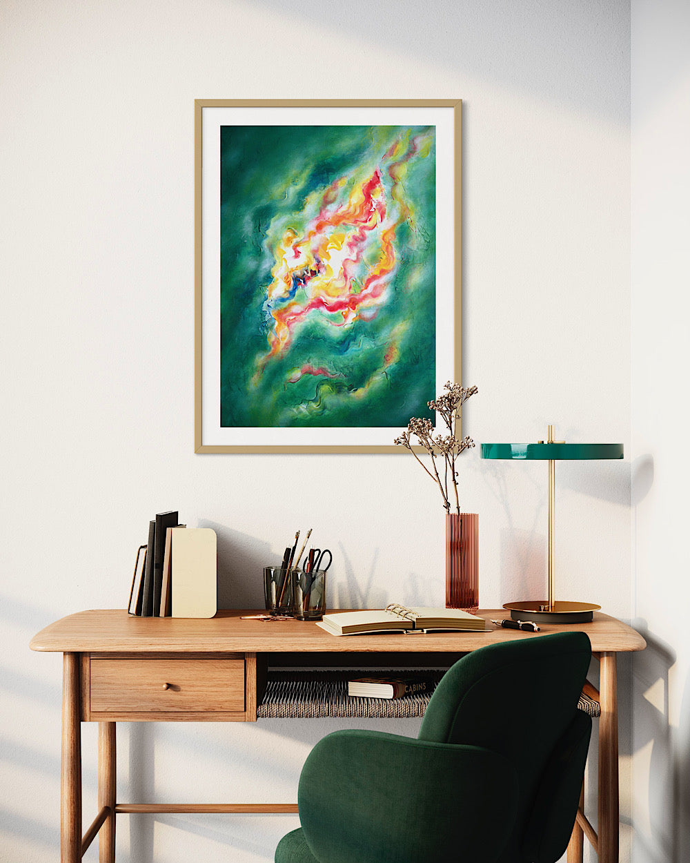 Green abstract painting