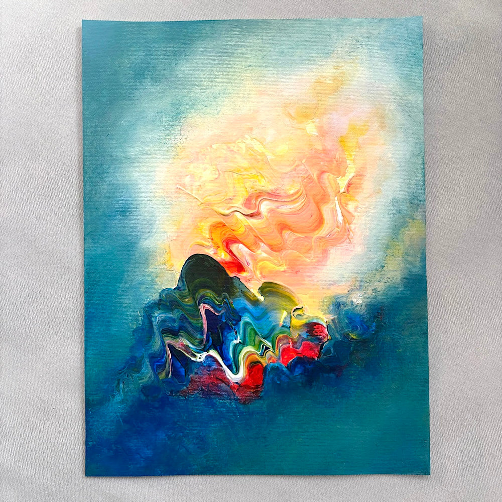 ‘Of Slanted Light’ abstract painting on paper