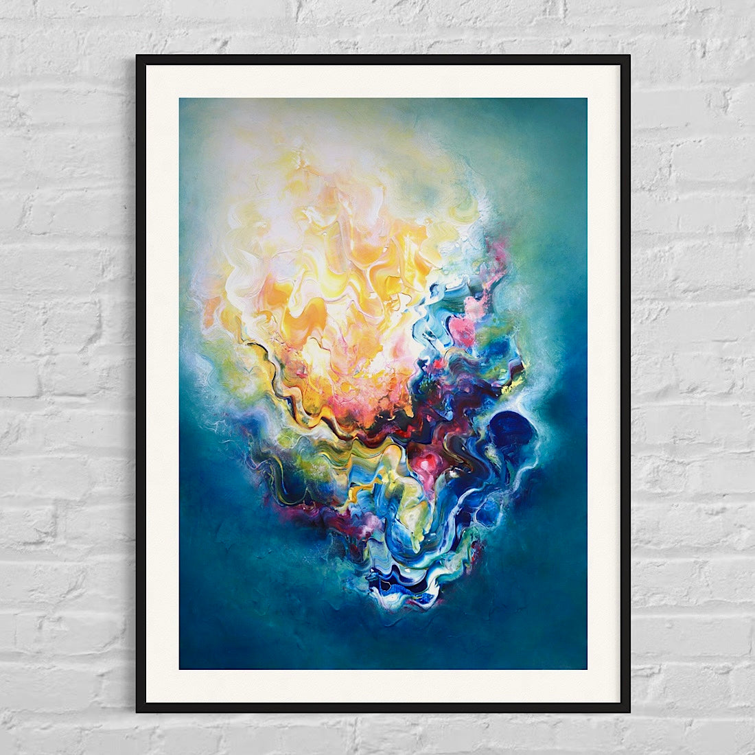 ‘Fit to Burst’ abstract painting on paper