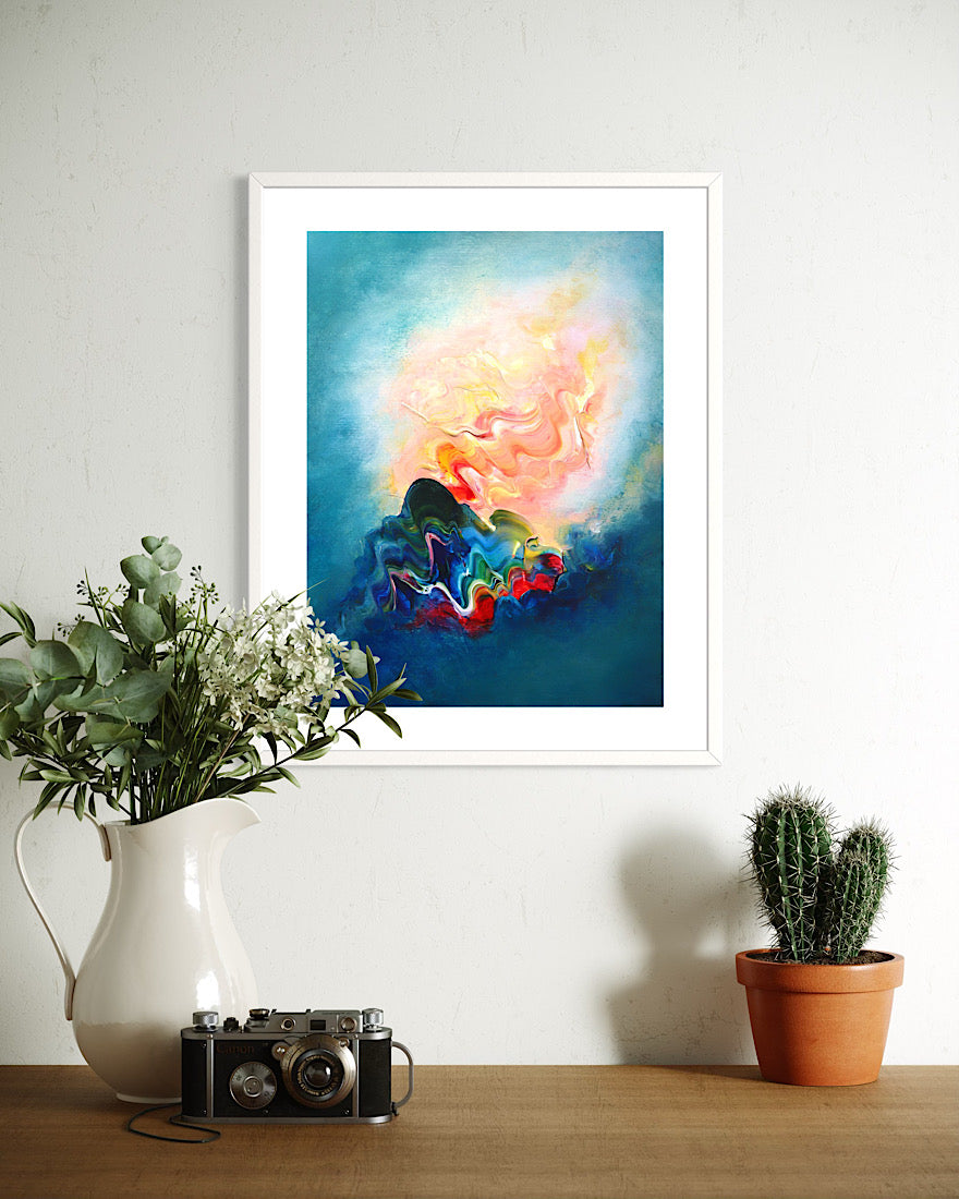 ‘Of Slanted Light’ abstract painting on paper