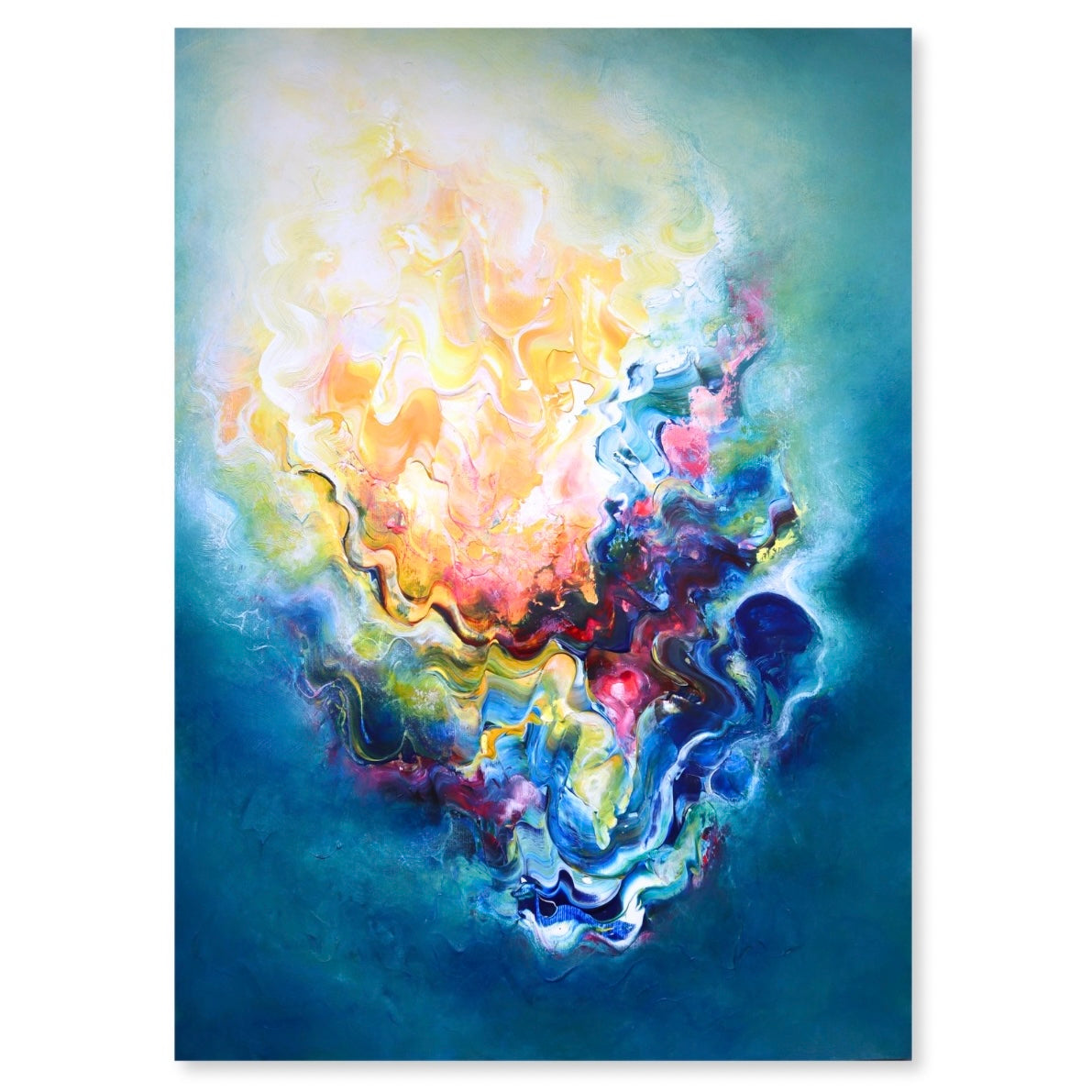 ‘Fit to Burst’ abstract painting on paper