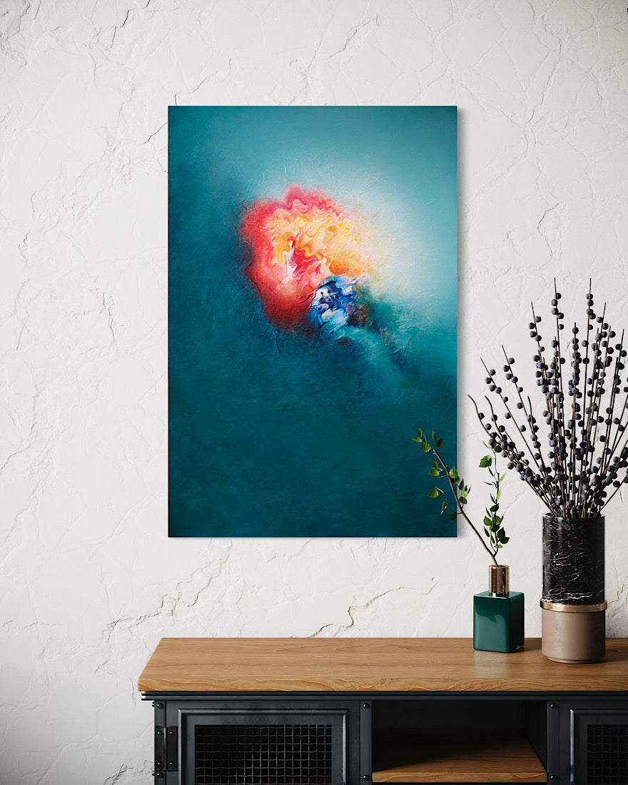 Blue abstract painting on canvas