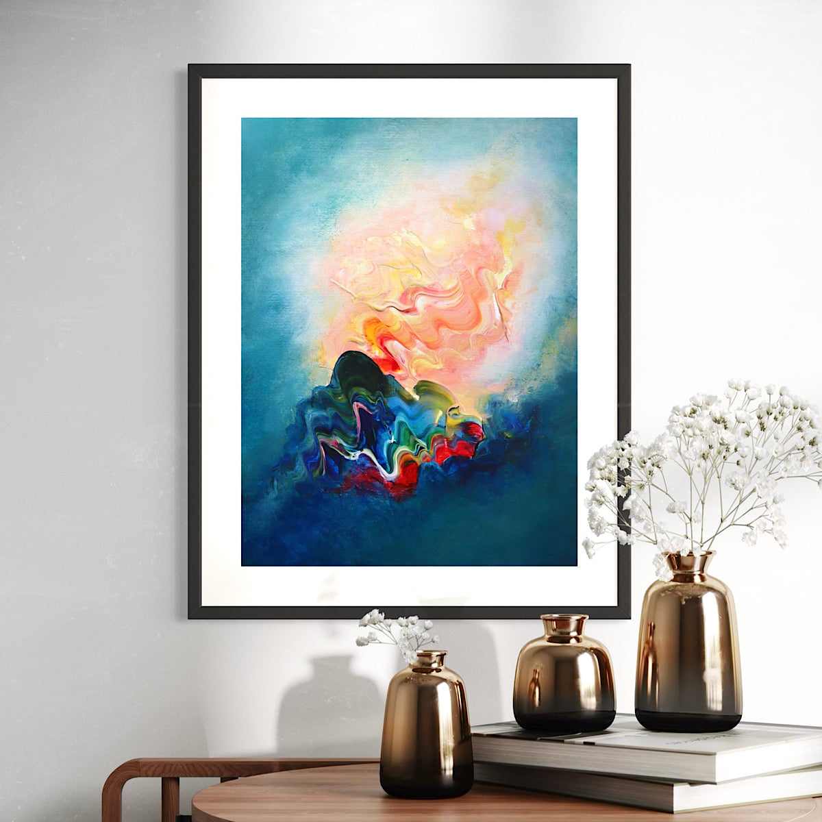 ‘Of Slanted Light’ abstract painting on paper