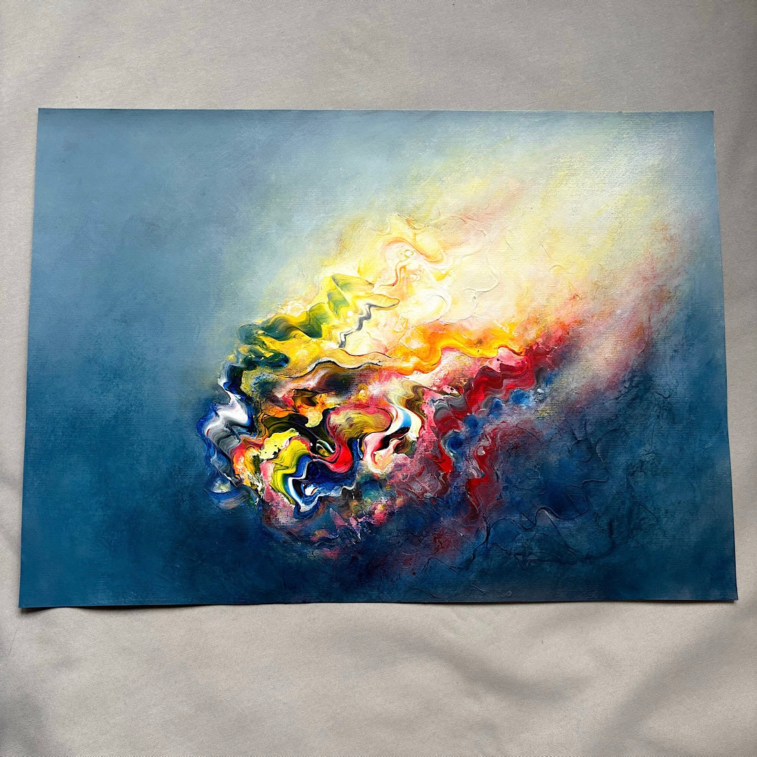 ‘Follow the Gleam’ abstract painting on paper