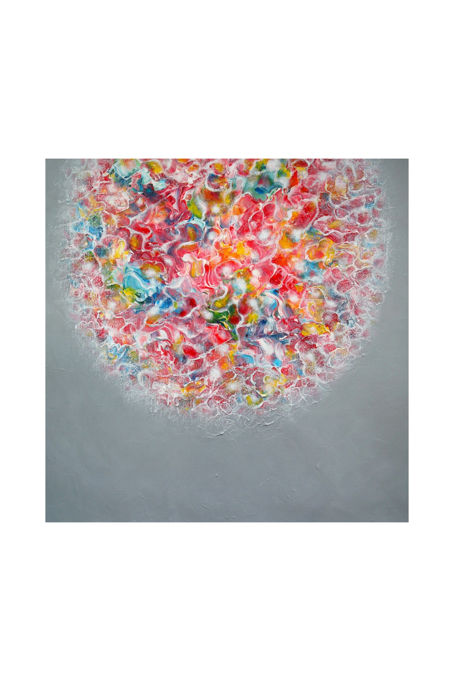 A pink and grey abstract painting