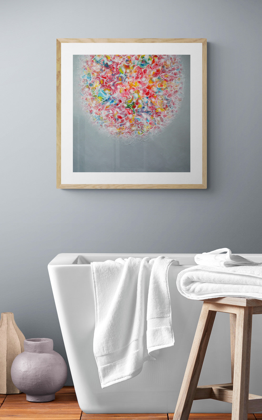 Pink and grey abstract painting