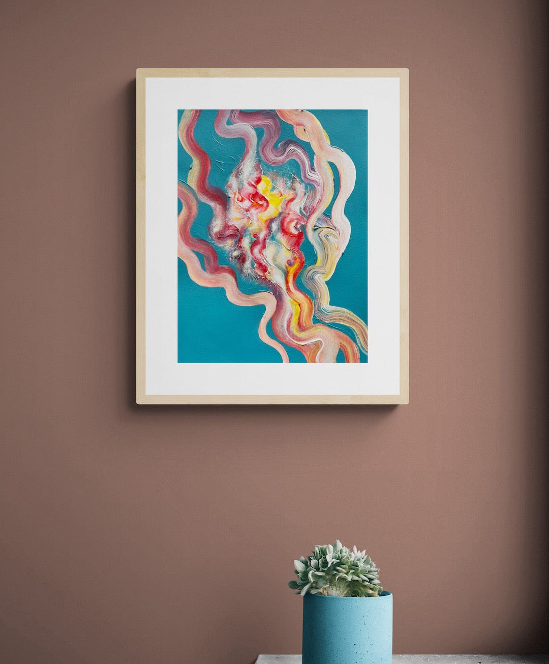 Teal abstract art for the wall
