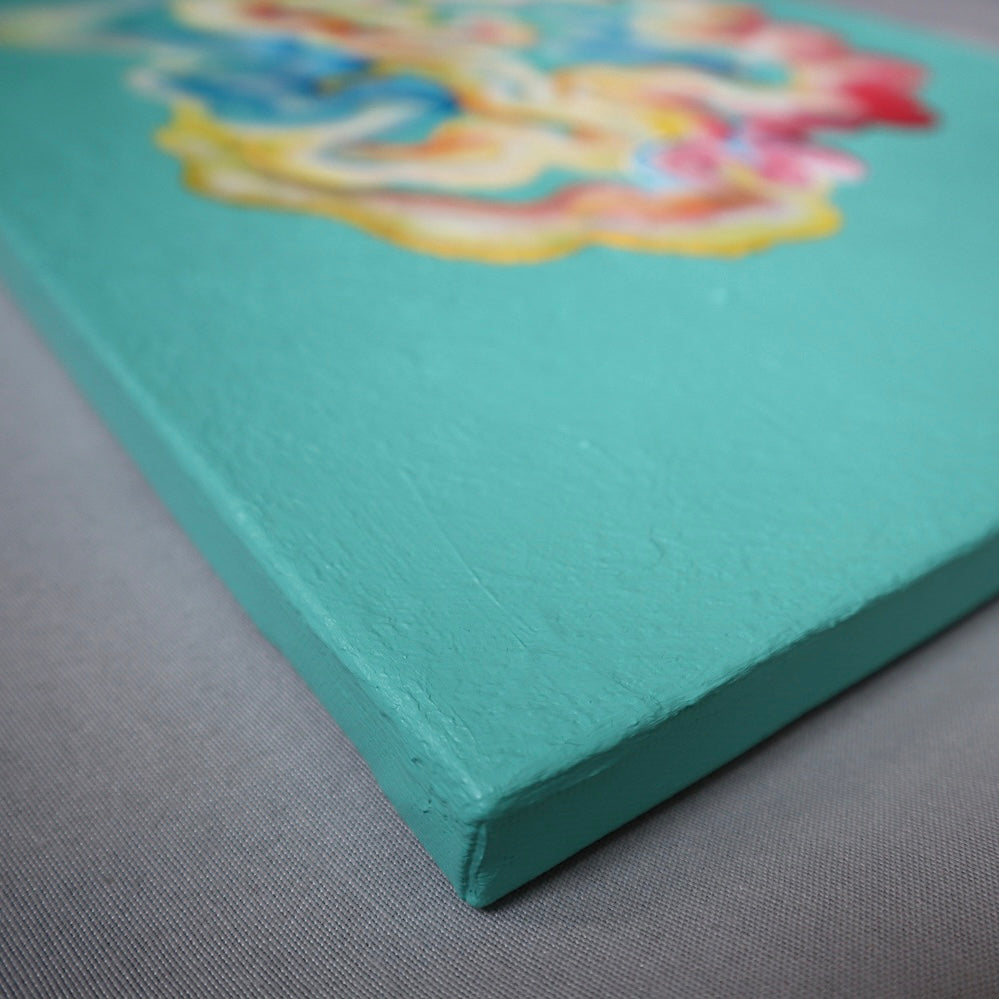 Playful abstract painting on canvas