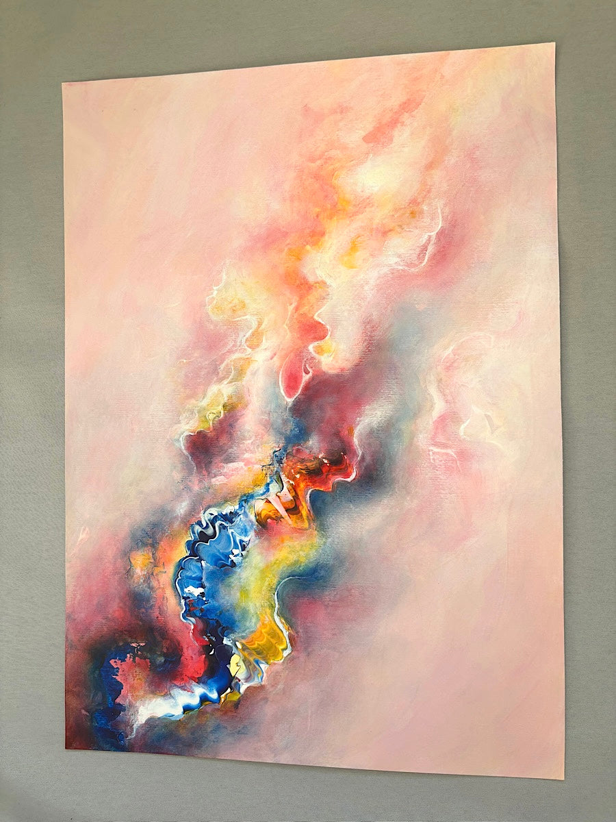 Colorful pink abstract painting