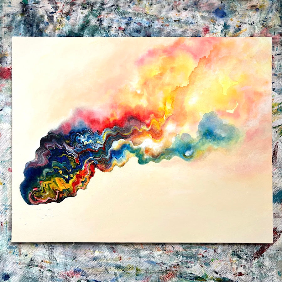 Colorful abstract painting with a textured surface