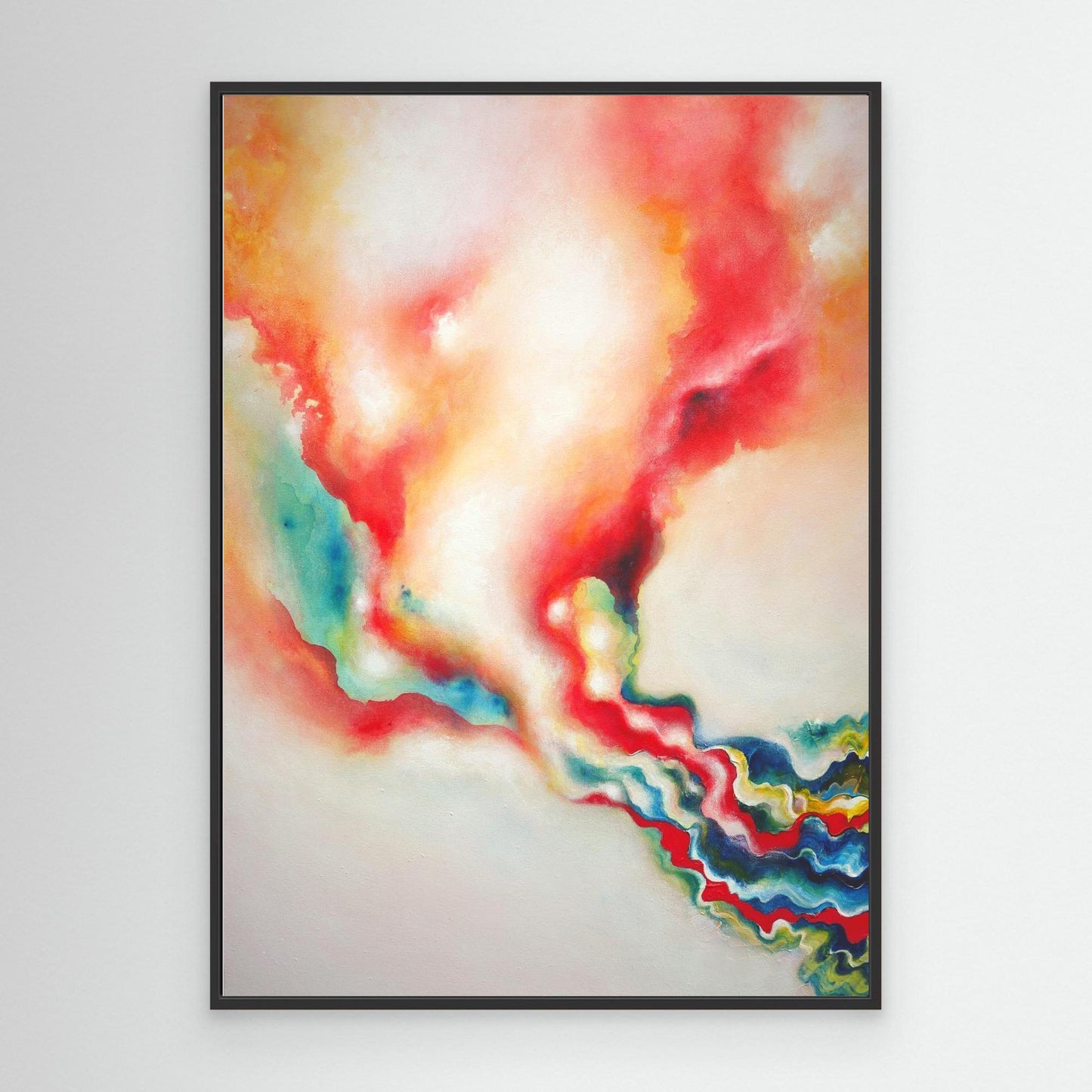 A flowing abstract art print in warm and neutral tones 