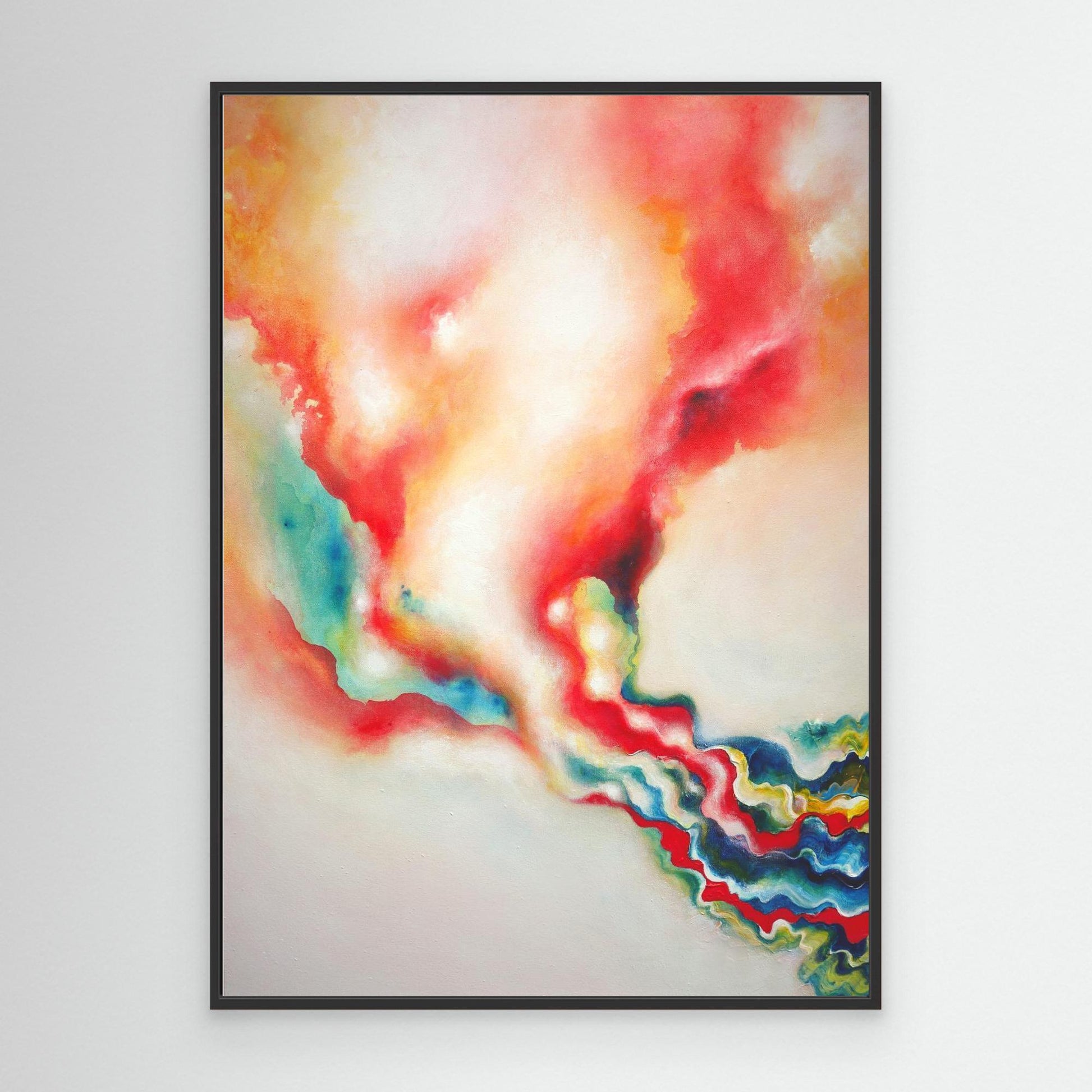 A flowing abstract art print in warm and neutral tones 