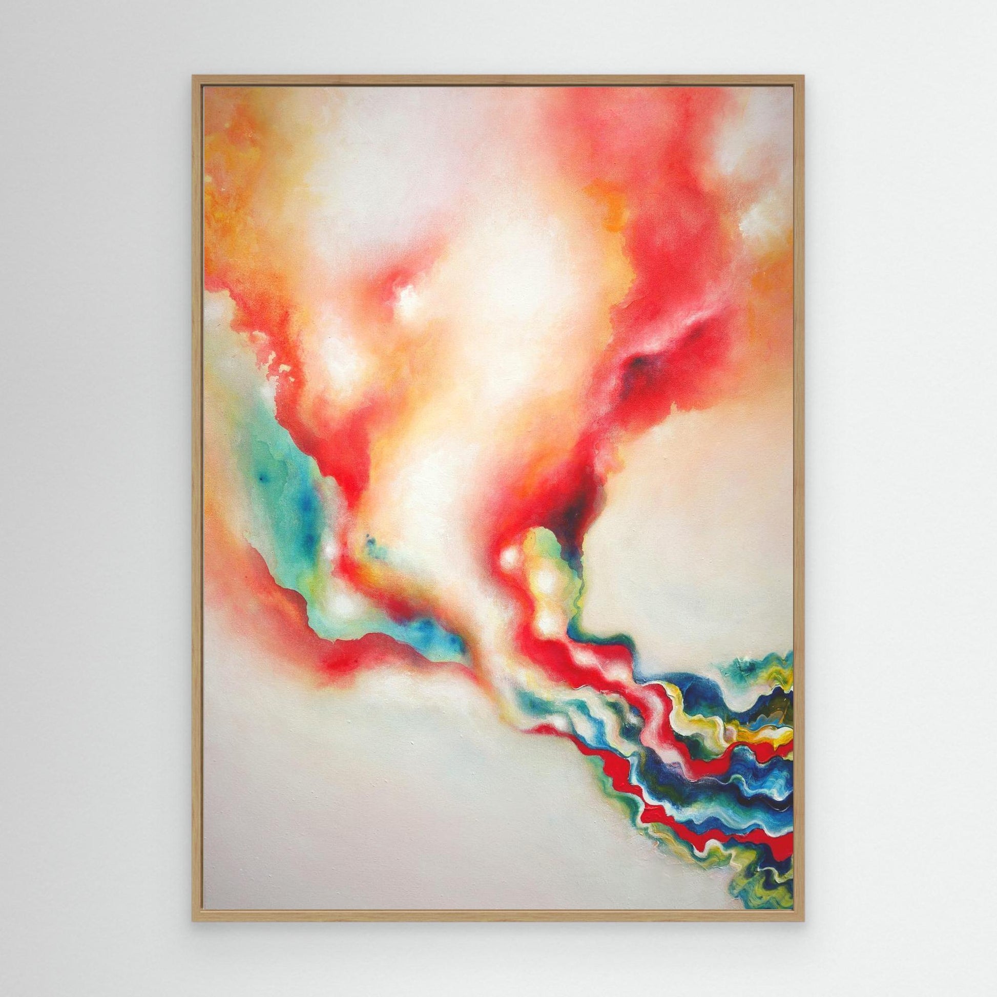 Abstract art print on canvas with warm tones and flowing patterns 