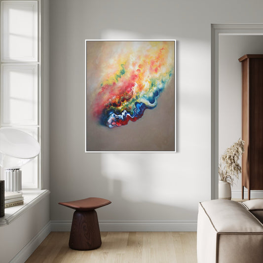 A vibrant contemporary abstract canvas print with rich earthy colours 