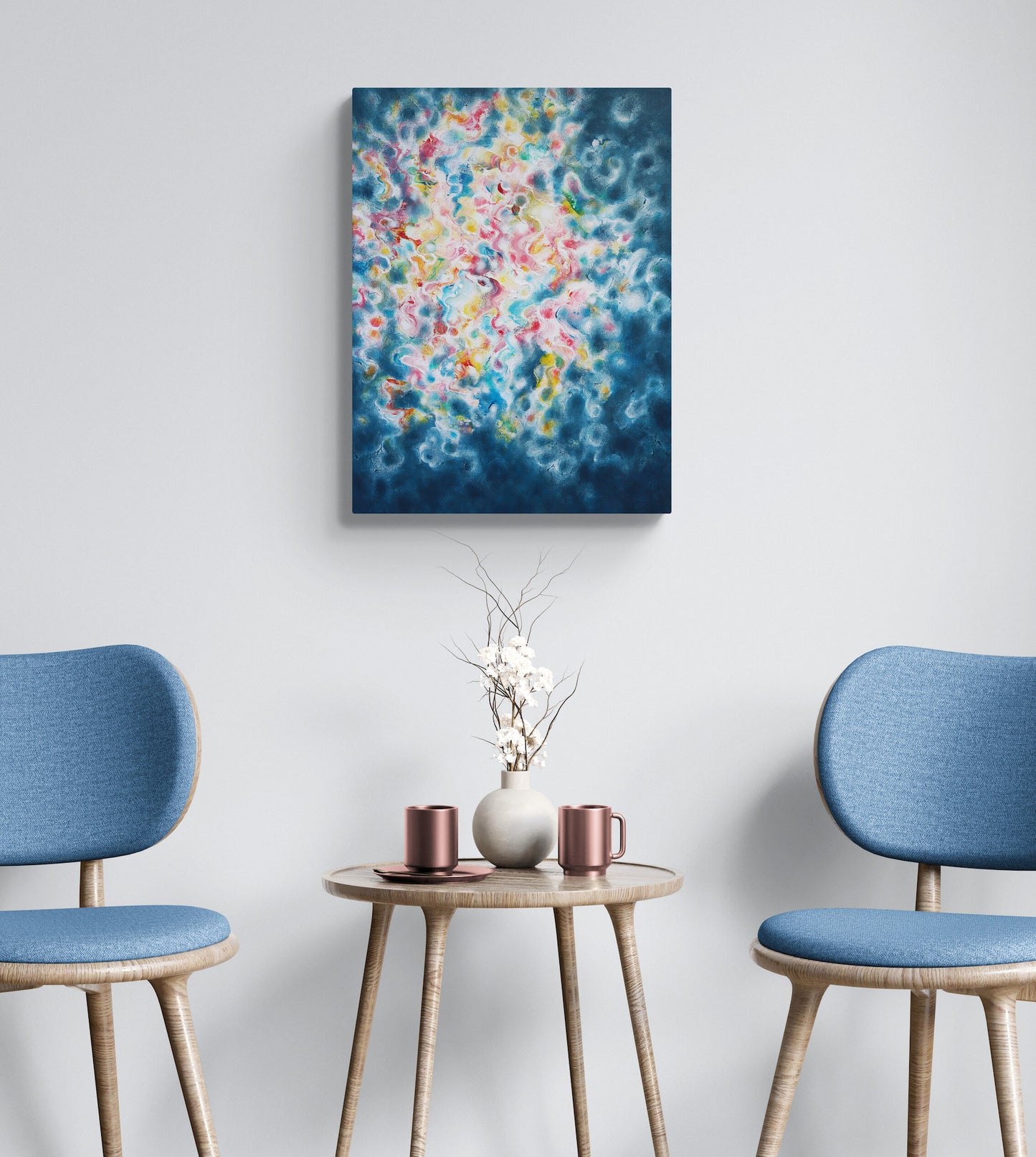 Uplifting colourful painting on canvas