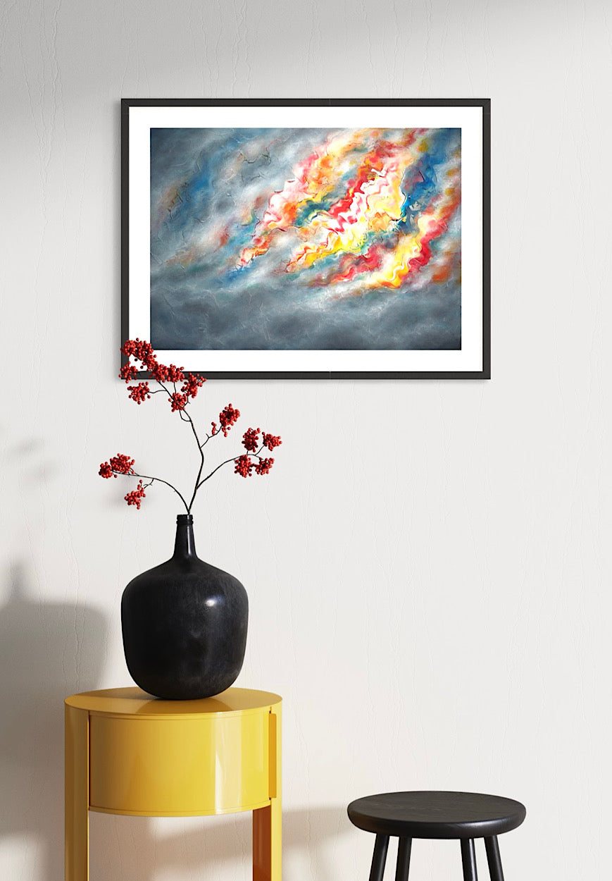 Moody abstract art with a splash of colour