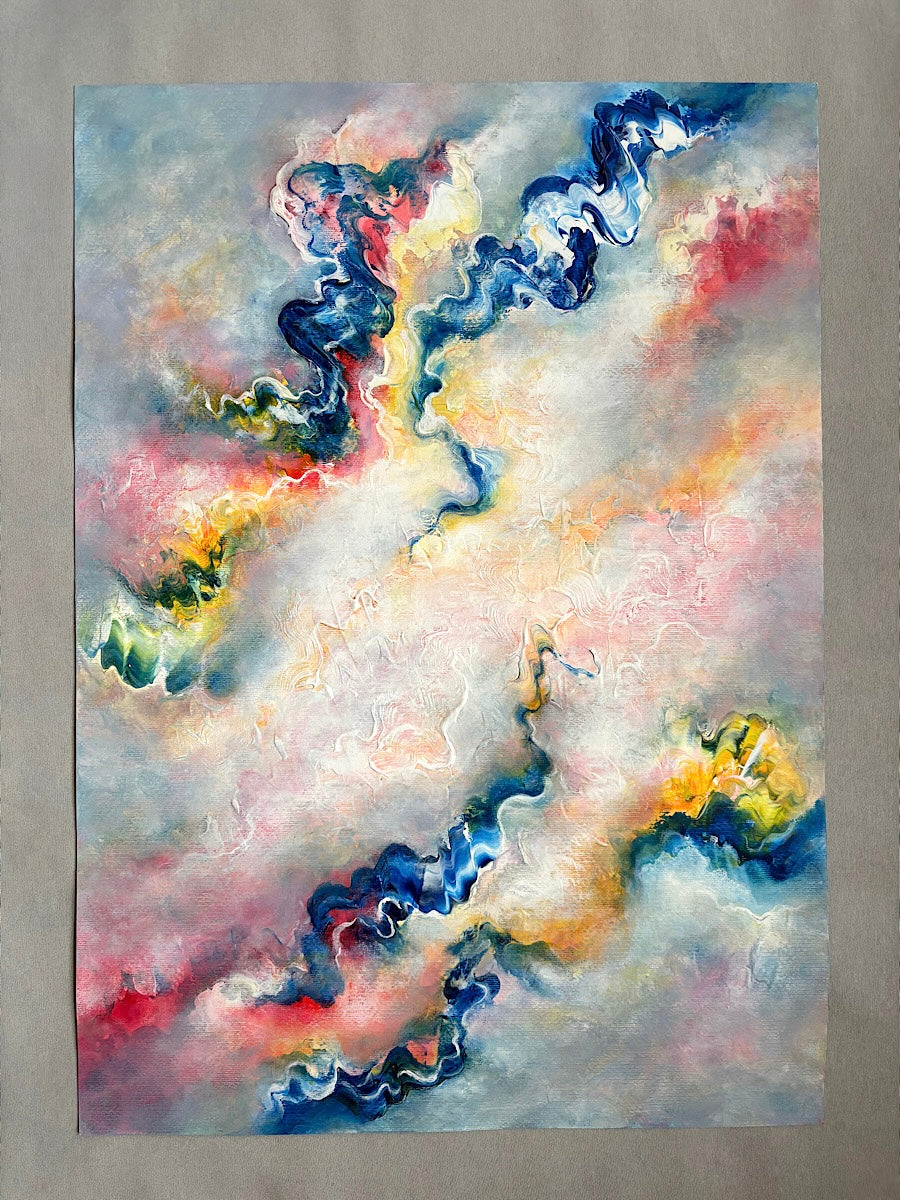 Textured original abstract painting on paper 