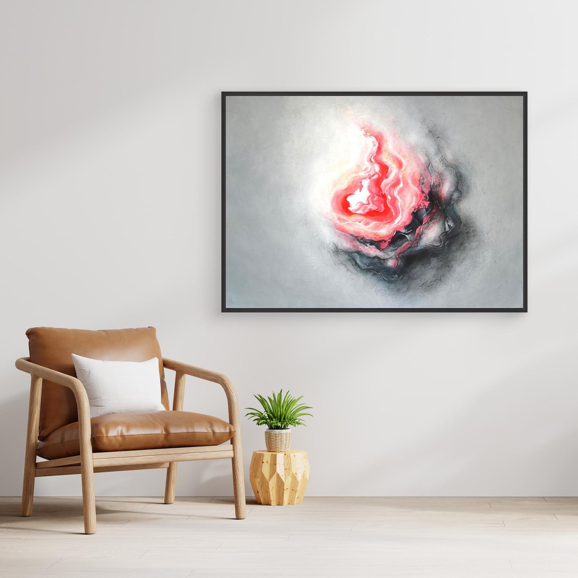 Beautiful large pink and grey abstract canvas print 