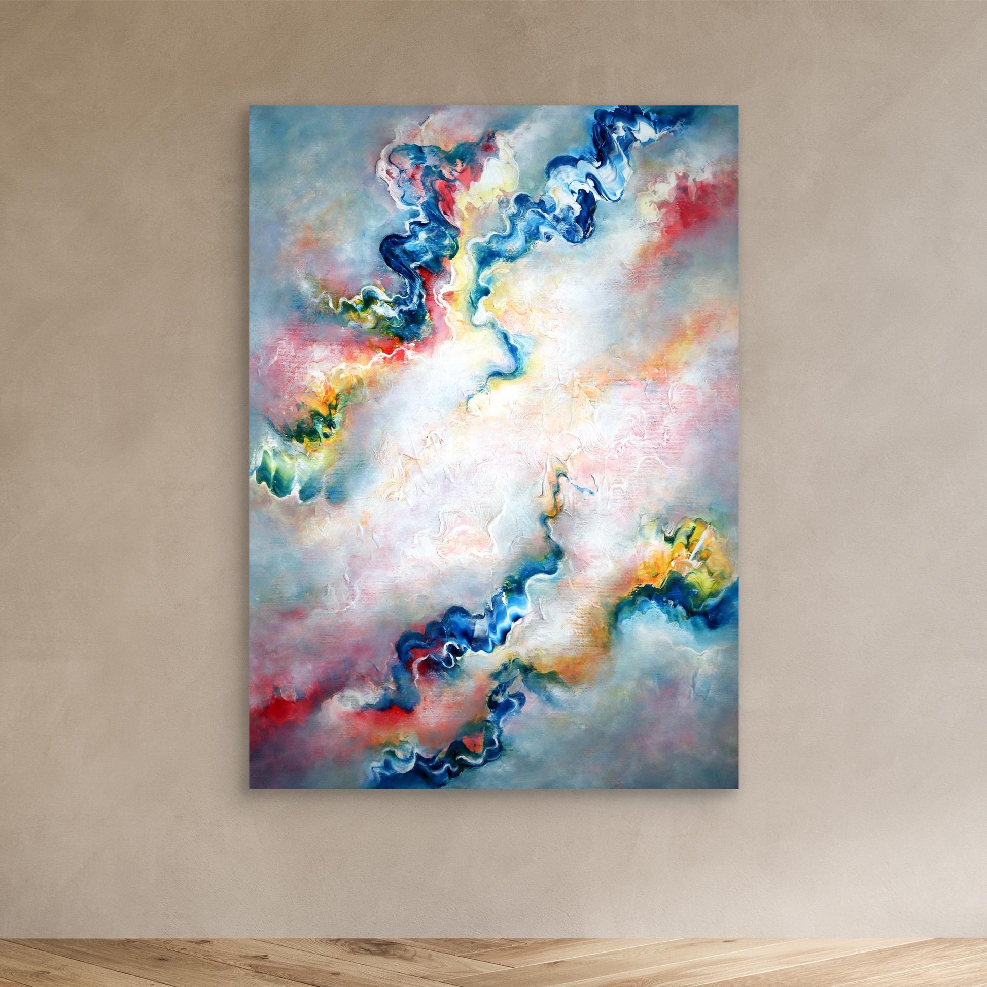 Large grey abstract art print on canvas 
