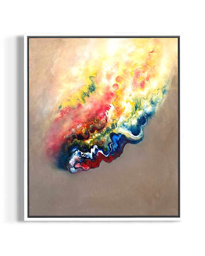 Colorful abstract painting with earthy colours