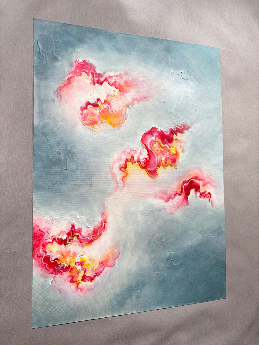 Flowing pink patterns ethereal abstract art