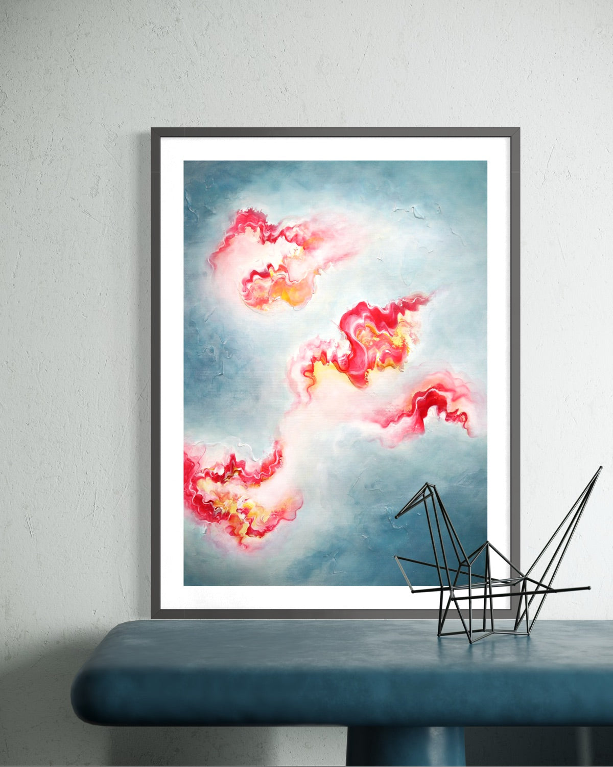 Unique abstract art with flowing pink patterns 