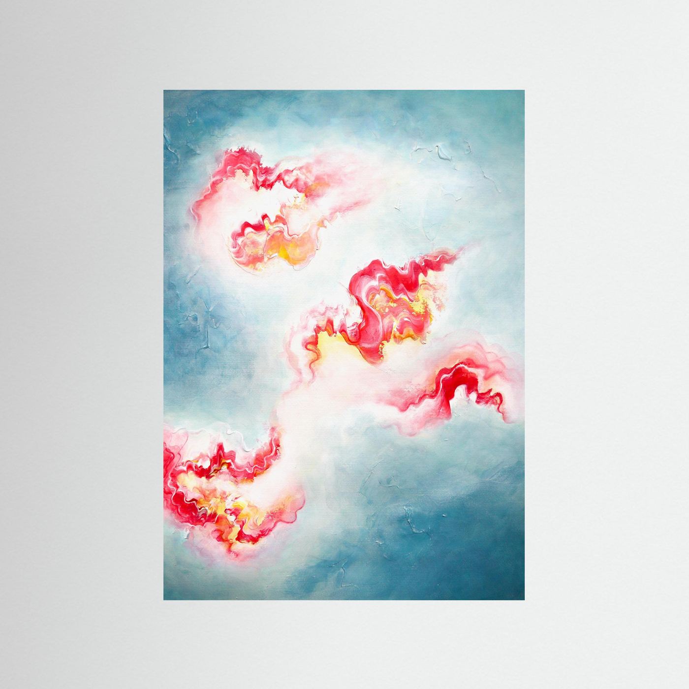 Pink flowing patterns abstract art print 