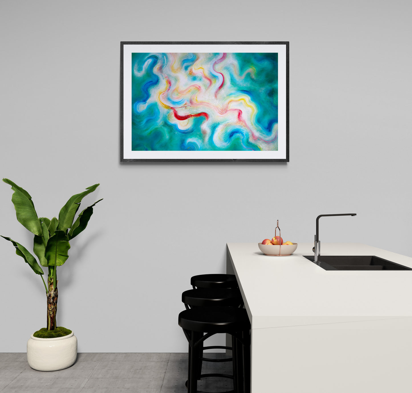 Uplifting print, colourful abstract art for the home